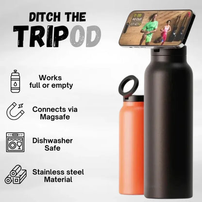 MagSip™ | Water Bottle + Tripod + Phone Stand